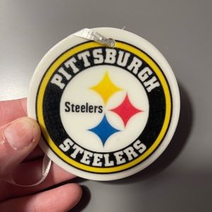 Handmade ceramic Steelers holiday ornament
